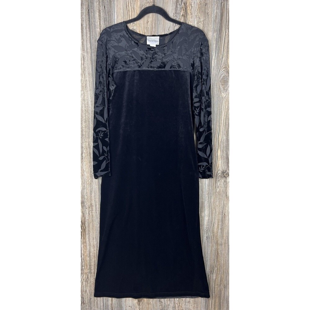 Vtg Diane Von Furstenberg DVF Black Velvet Burnout Maxi Evening Dress S Romantic